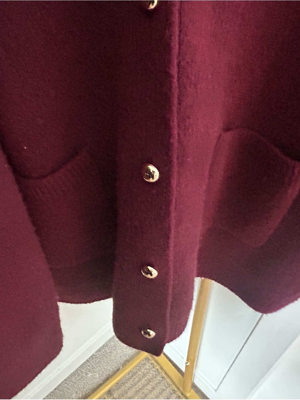 Zara Deep Wine Button-Front V-Neck Cardigan - Picture 5 of 6